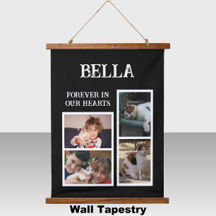 Pets memorial 4 photo forever black white hanging tapestry