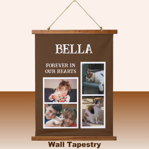 Pets memorial 4 photo forever brown white hanging tapestry