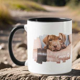 Pet's Modern Grunge Cool Typography Name Photo Paw Mug