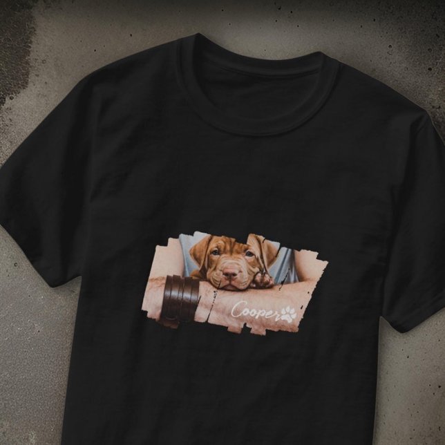 Pet's Modern Grunge Cool Typography Name Photo Paw T-Shirt (Creator Uploaded)