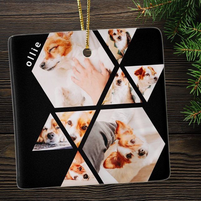Pets Modern Shapes Geometric 8 Collage Photo Ceramic Ornament (Creator Uploaded)