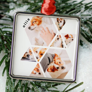 Pets Modern Shapes Geometric 8 Collage Photo Metal Ornament