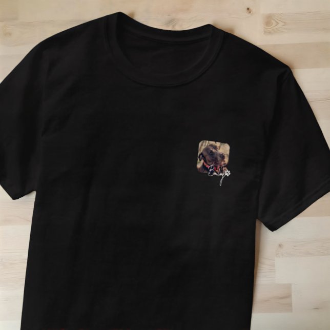 Pet's Modern Simple Cool Grunge Name and Photo T-Shirt (Creator Uploaded)
