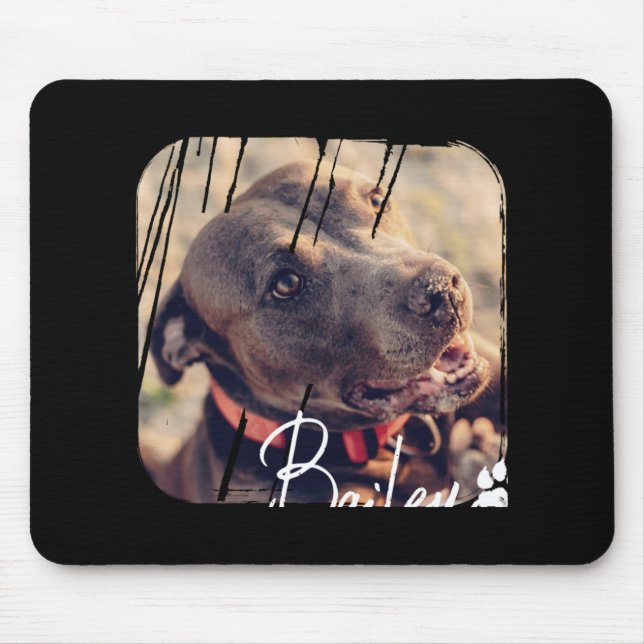Pets Modern Simple Cool Nge Name And Photo  Mouse Pad (Front)