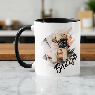 Pet's Modern Simple Cool Typography Name and Photo Mug