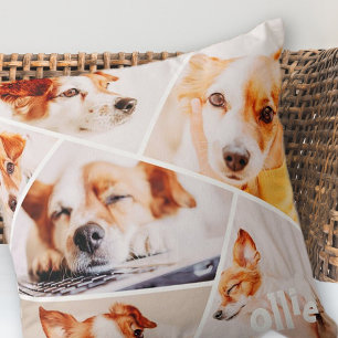 Pets Modern Simple Custom 6 Images Collage Photo Cushion