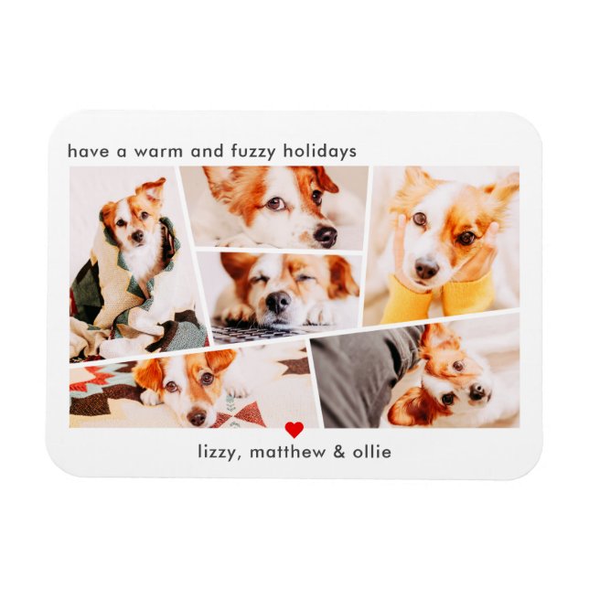 Pets Modern Simple Custom 6 Images Collage Photo Magnet (Horizontal)