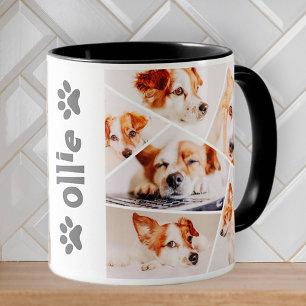 Pets Modern Simple Custom 6 Images Collage Photo Two-Tone Coffee Mug