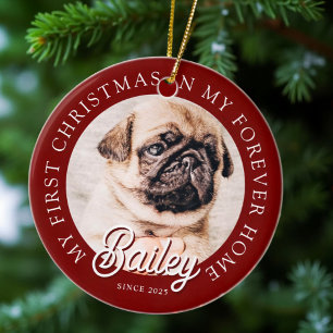 Pet's My First Christmas In Forever Home Modern Ceramic Ornament