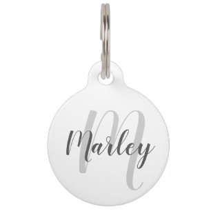Pet's Name and Monogram with Owner's Contact Info Pet Tag