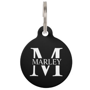 Pet's Name and Monogram with Owner's Contact Info  Pet Tag