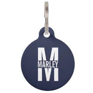 Pet's Name and Monogram with Owner's Contact Info Pet Tag