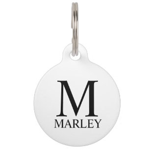Pet's Name and Monogram with Owner's Contact Info  Pet Tag