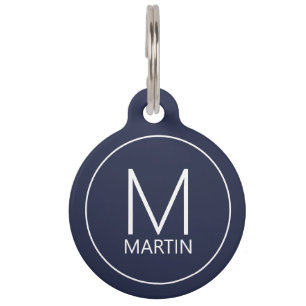 Pet's Name and Monogram with Owner's Contact Info Pet Tag