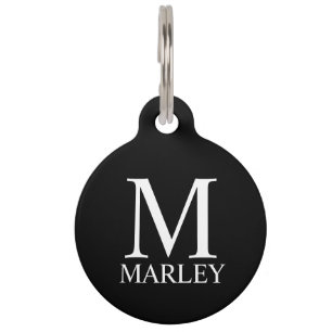 Pet's Name and Monogram with Owner's Contact Pet Tag