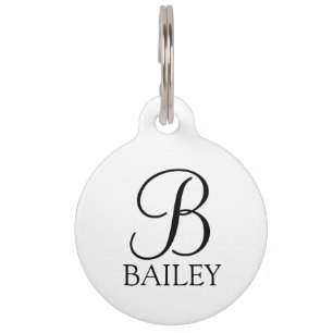 Pet's Name, Monogram with Owner's Contact QR code Pet Tag