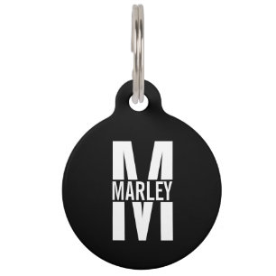 Pet's Name, Monogram with Owner's Contact QR code Pet Tag