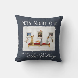 Pets' Night Out at the Art Gallery Cushion