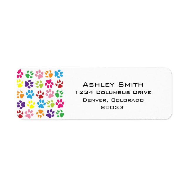 Pets paw print pattern return address label (Front)