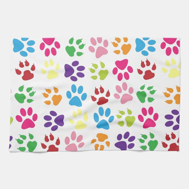 Pets paw print pattern tea towel (Horizontal)