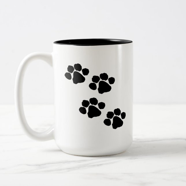 Pets Paw Prints Two-Tone Coffee Mug (Left)