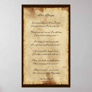 "Pet's Prayer" Memorial Poem Parchment Poster