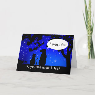 Pets See Santa Good Dog Christmas Greeting Card