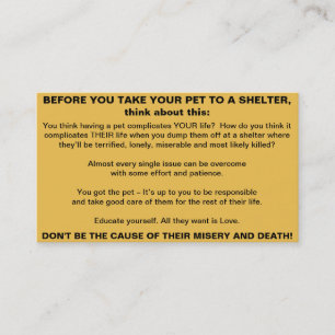 Pets Shelter Info Business Card