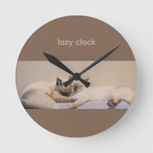 Pets Siamese Cats Round Clock
