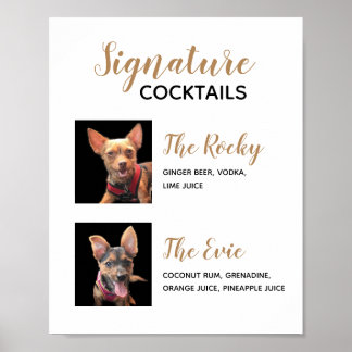 Pets Signature Drinks Wedding Cocktail Menu Poster