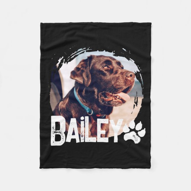 Pets Simple Modern Cool Nge Name And Photo  Fleece Blanket (Front)