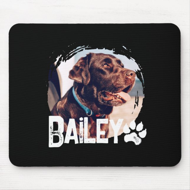 Pets Simple Modern Cool Nge Name And Photo  Mouse Pad (Front)