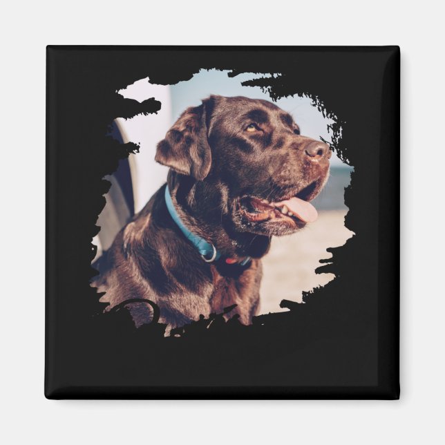 Pets Simple Modern Cool Tygraphy Name And Photo  Magnet (Front)