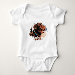 Pet's Simple Modern Cool Typography Name and Photo Baby Bodysuit