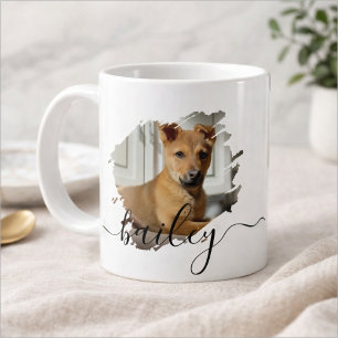Pet's Simple Modern Cool Typography Name and Photo Coffee Mug
