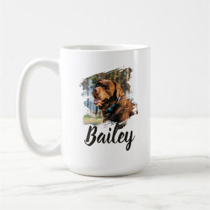 Pet's Simple Modern Cool Typography Name and Photo Coffee Mug