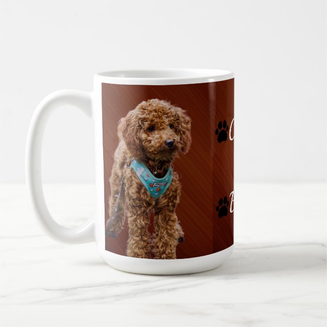 Pet's Simple Modern Cool Typography Name and Photo Coffee Mug (Left)