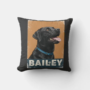 Pet's Simple Modern Cool Typography Name and Photo Cushion