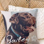 Pet's Simple Modern Cool Typography Name and Photo Cushion<br><div class="desc">This simple and modern design is composed of modern simple playful script typography. Add custom pet photo.</div>