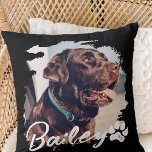 Pet's Simple Modern Cool Typography Name and Photo Cushion<br><div class="desc">This simple and modern design is composed of modern simple playful script typography. Add custom pet photo.</div>