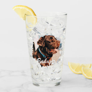 Pet's Simple Modern Cool Typography Name and Photo Glass