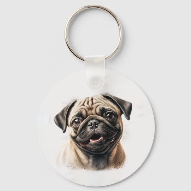 Pet's Simple Modern Cool Typography Name and Photo Key Ring (Front)