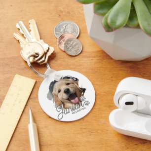 Pet's Simple Modern Cool Typography Name and Photo Key Ring