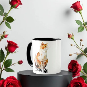 Pet's Simple Modern Cool Typography Name and Photo Mug