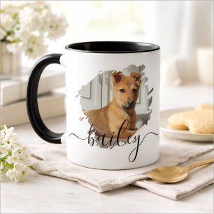 Pet's Simple Modern Cool Typography Name and Photo Mug