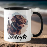 Pet's Simple Modern Cool Typography Name and Photo Mug<br><div class="desc">This simple and modern design is composed of modern simple playful script typography. Add custom pet photo.</div>