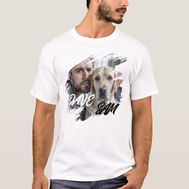 Pet's Simple Modern Cool Typography Name and Photo T-Shirt (Front)