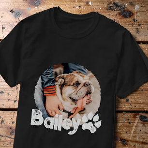 Pet's Simple Modern Cool Typography Name and Photo T-Shirt