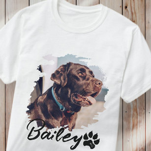 Pet's Simple Modern Cool Typography Name and Photo T-Shirt