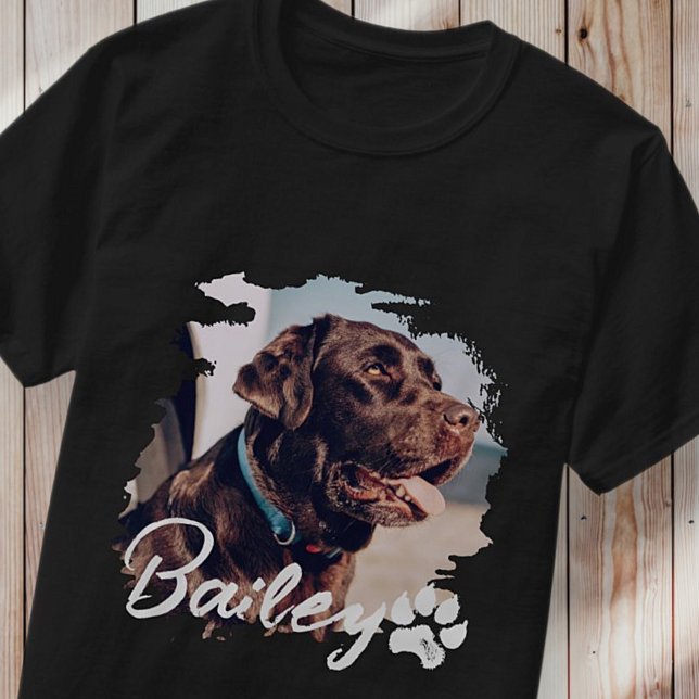 Pet's Simple Modern Cool Typography Name and Photo T-Shirt (Creator Uploaded)